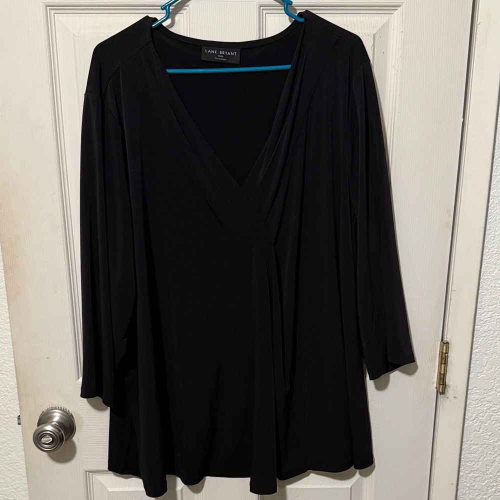 Lane Bryant Black V-Neck Blouse